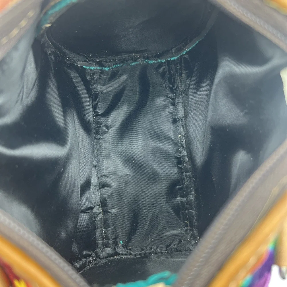 Handmade Embroidered Floral Guatemala Leather Purse Handbag‎